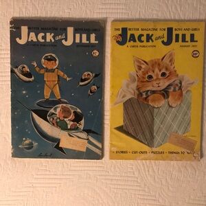 Antique 1950’s Jack and Jill Kids Magazine Set Space Travel Kitten Covers
